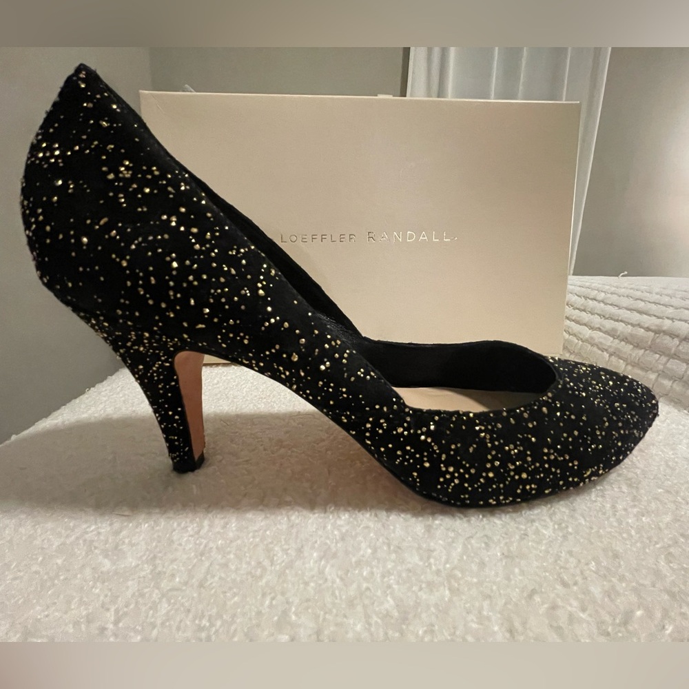 Loeffler Randall Black Tamsin Pumps with Gold Flecks Size 8 - Picture 2 of 8
